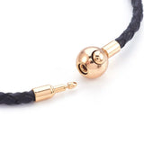 Kissitty Braided Leather Cord Bracelets With Brass Clasps