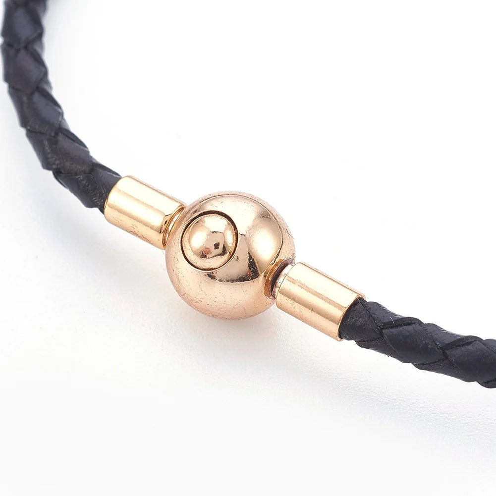 Kissitty Braided Leather Cord Bracelets With Brass Clasps