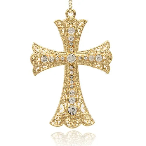 Kissitty Alloy Rhinestone Cross Pendants for Jewelry Making