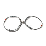 Adjustable Heart Nylon Cord Bracelets With Magnetic Alloy Beads