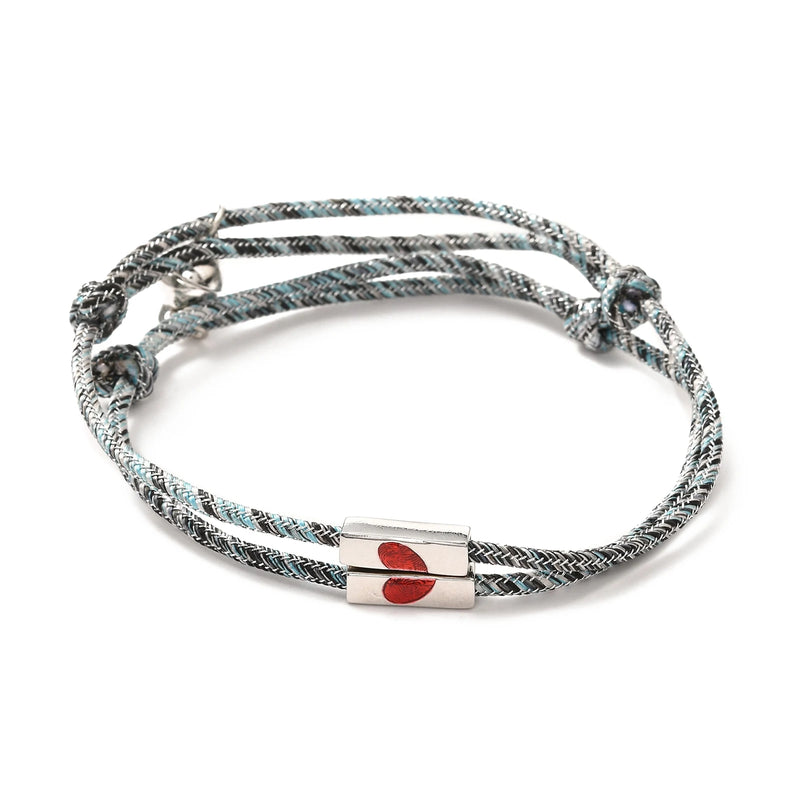 Adjustable Heart Nylon Cord Bracelets With Magnetic Alloy Beads