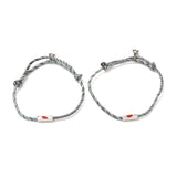 Adjustable Heart Nylon Cord Bracelets With Magnetic Alloy Beads