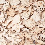 Kissitty 300 Pcs Ocean Themed Unfinished Wood Marine Animals Craft Toy