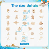 Kissitty 300 Pcs Ocean Themed Unfinished Wood Marine Animals Craft Toy