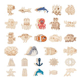 Kissitty 300 Pcs Ocean Themed Unfinished Wood Marine Animals Craft Toy