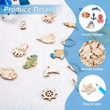 Kissitty 300 Pcs Ocean Themed Unfinished Wood Marine Animals Craft Toy