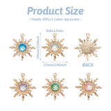 Kissitty 30Pcs Mixed Sun Shape Mermaid Fish Dragon Scale Alloy Plastic Pendants