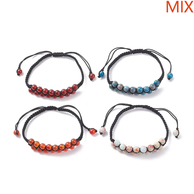 Kissitty Natural Stone Adjustable Bracelets Mix Bead Jewelry Findings