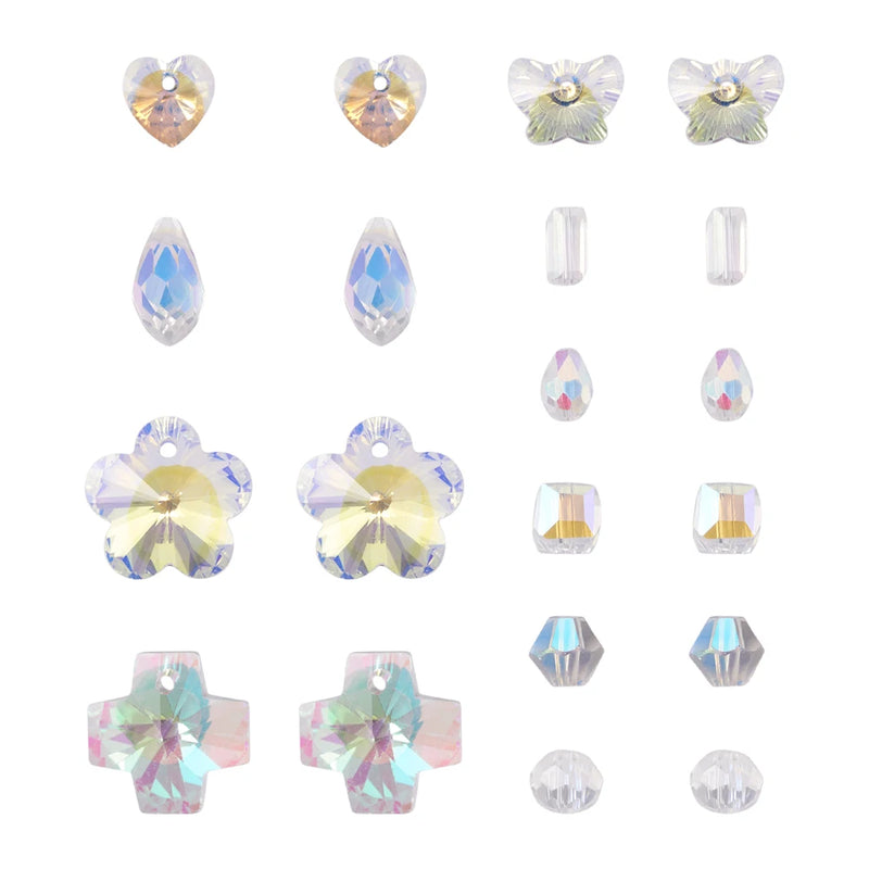 Kissitty 400Pcs Mixed Glass Beads Charms DIY Jewelry Findings Kit