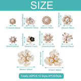 Kissitty 40Pcs Flower Alloy Cabochons with Rhinestone and Pearl Beads