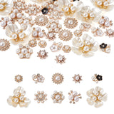 Kissitty 40Pcs Flower Alloy Cabochons with Rhinestone and Pearl Beads