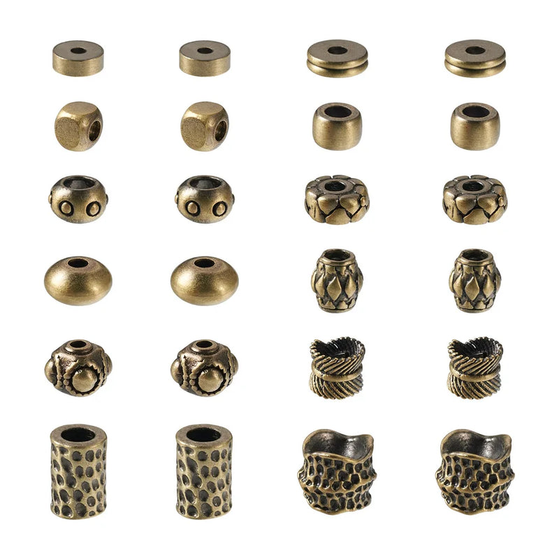 Kissitty 48Pcs Antique Bronze Tibetan Style Brass Bead Jewelry Making Gift
