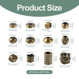 Kissitty 48Pcs Antique Bronze Tibetan Style Brass Bead Jewelry Making Gift
