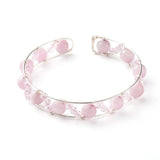 4Pcs Natural Mixed Stone Beads Reiki Healing Cuff Bangles Set