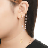 Kissitty Star Shape Cuff Earrings with Chains & Pearl