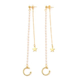 Kissitty Star Shape Cuff Earrings with Chains & Pearl