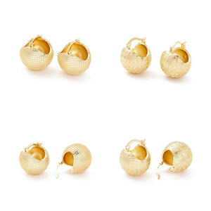 Kissitty Plated Textured Ball Brass Huggie Hoop Earrings For Women
