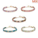 Kissitty 5 Pcs Mixed Stone Beaded Bracelets Women Wire Wrap Power Bracelets
