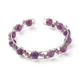 Kissitty 5 Styles Natural Stone Beads Reiki Healing Cuff Bangle