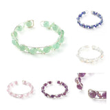 Kissitty 5 Styles Natural Stone Beads Reiki Healing Cuff Bangle