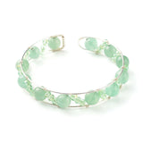 Kissitty 5 Styles Natural Stone Beads Reiki Healing Cuff Bangle