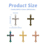 Kissitty 50Pcs Mixed Crucifix Cross Zinc Alloy Pendants for Jewelry Making