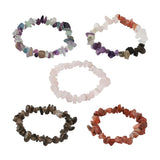 Kissitty 5Pcs Mixed Stone Chip Bead Stretch Bracelets for Women