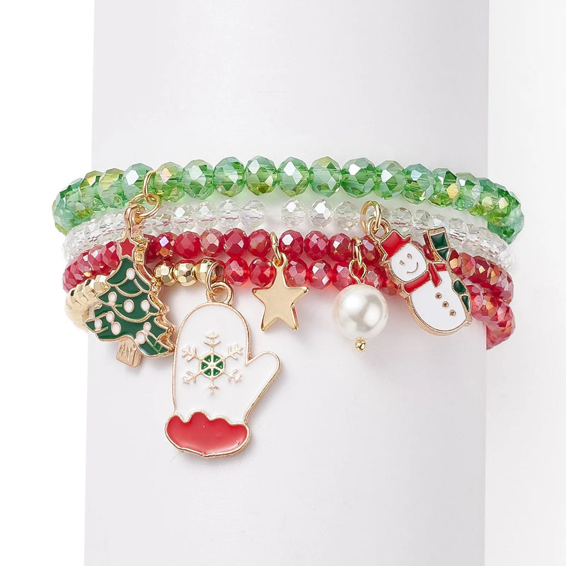 Kissitty Mixed Christmas Charm Bracelets for Women Gift