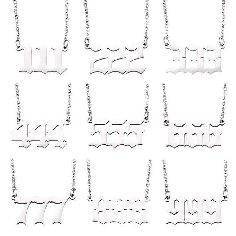 Kissitty 6/9Pcs Stainless Steel Word Pendant Necklace Angel Number Necklace