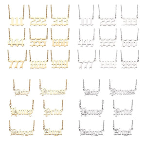 Kissitty 6/9Pcs Stainless Steel Word Pendant Necklace Angel Number Necklace