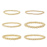 Kissitty 6Pcs Hematite Round Bead Stretch Bracelets Set Natural Stone Bracelet