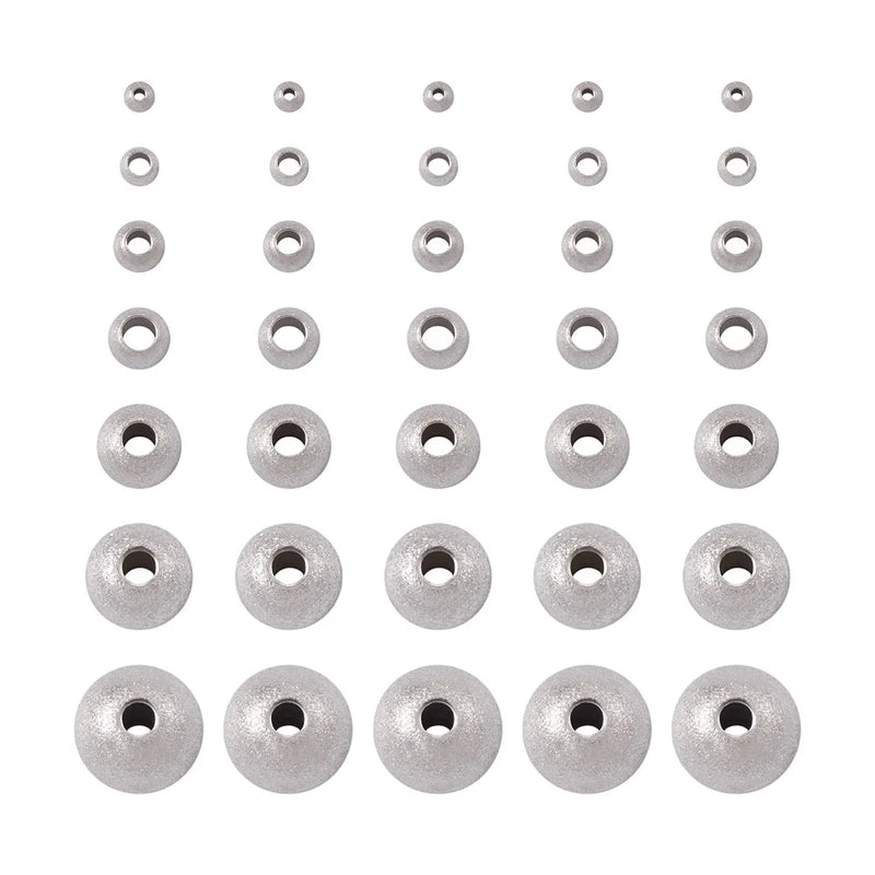 Kissitty Stainless Steel Round Spacer Beads for Jewelry Making
