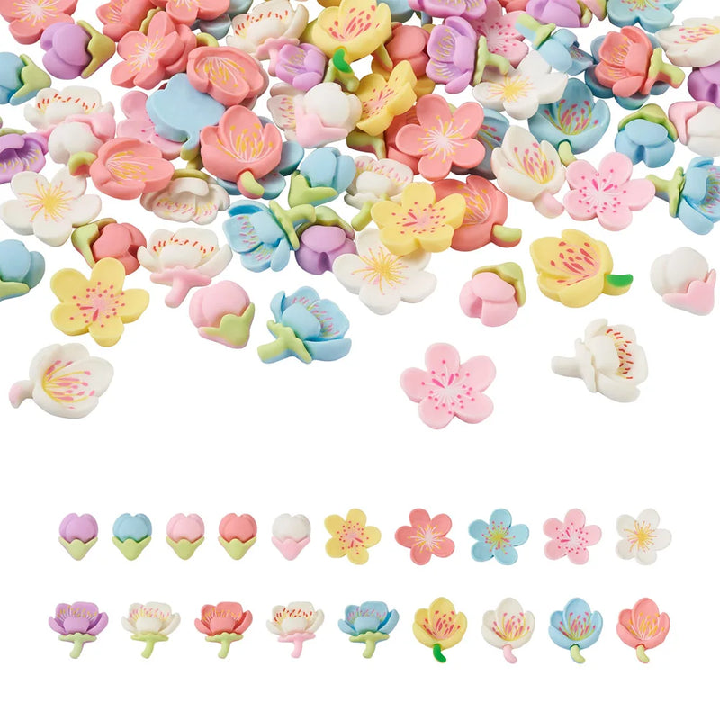 Kissitty 95Pcs Mixed Flower Shape Resin Cabochons for DIY Jewelry Making