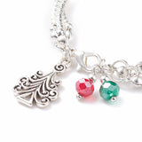Colorful Christmas Tree Charm Bracelet Glass Beaded Multi-strand Bracelet