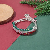 Colorful Christmas Tree Charm Bracelet Glass Beaded Multi-strand Bracelet