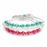 Colorful Christmas Tree Charm Bracelet Glass Beaded Multi-strand Bracelet