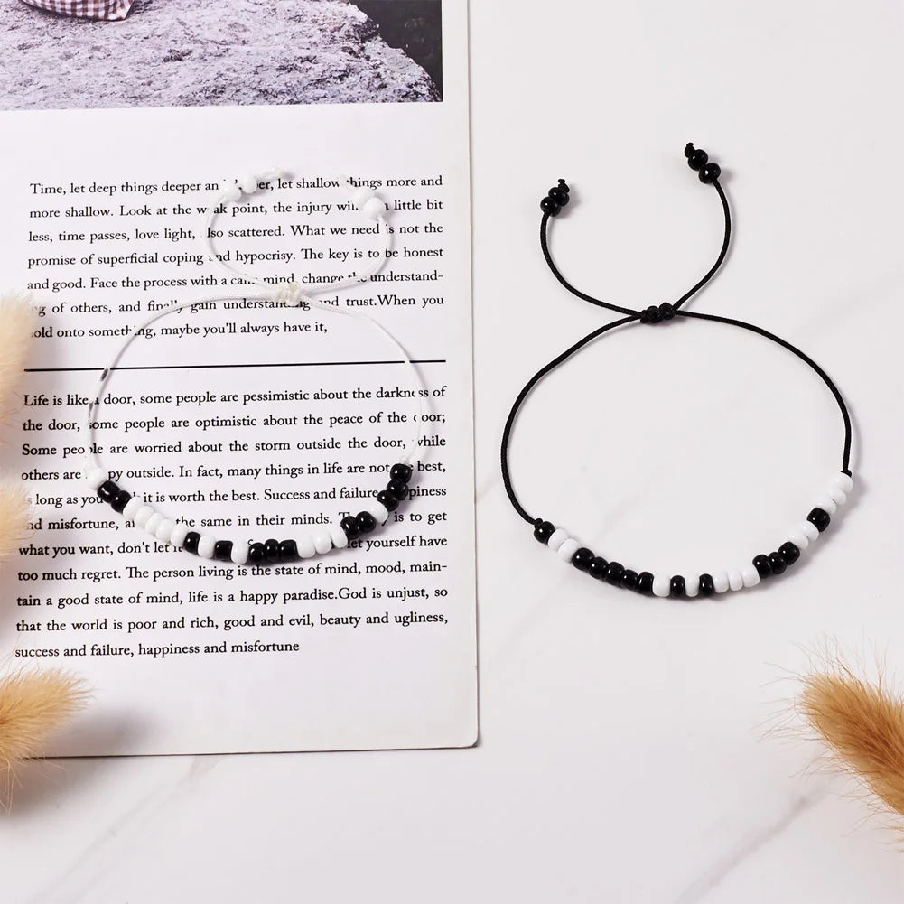 Kissitty Morse Code Bracelet Kit With Glass Beads & Nylon Thread
