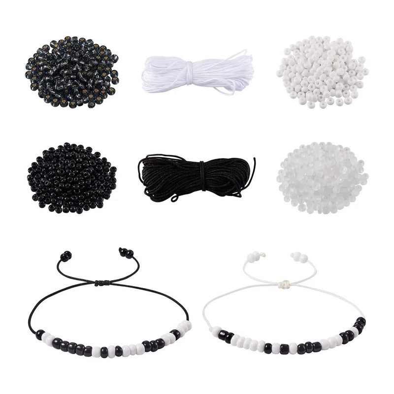 Kissitty Morse Code Bracelet Kit With Glass Beads & Nylon Thread