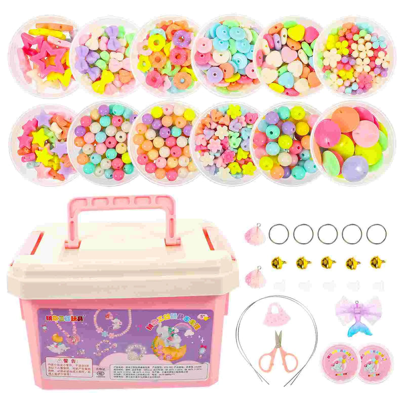 DIY Jewelry Making Kit for Girls, Bead Bracelet Material, 12 Beaded Loose Kids