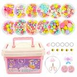 DIY Jewelry Making Kit for Girls, Bead Bracelet Material, 12 Beaded Loose Kids