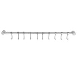 Kitchen Rail Rack Stainless Steel Utensil Hanging with 10 Sliding Hooks