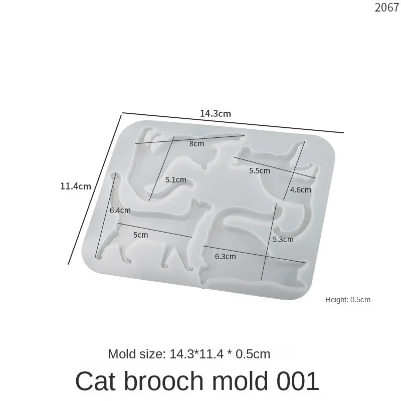 Kitten Shape Silicone Mold with Brooch Buckle for Epoxy Resin Crafting