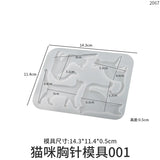 Kitten Shape Silicone Mold with Brooch Buckle for Epoxy Resin Crafting