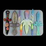 Sword Dagger Silicone Epoxy Mould for Halloween Cosplay Keychain DIY