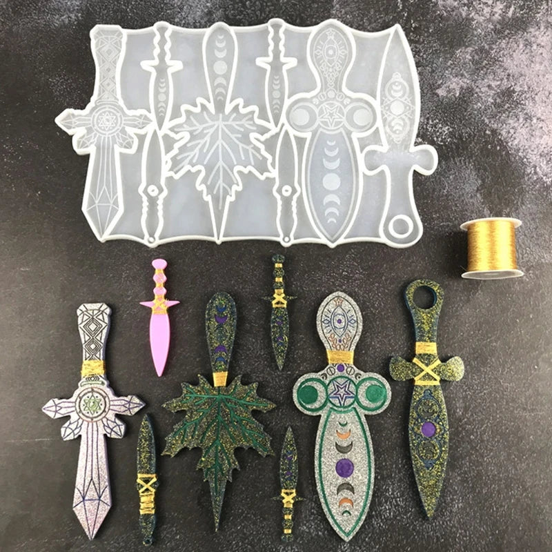 Sword Dagger Silicone Resin Mold for Halloween Cosplay Keychain DIY