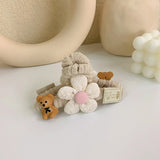 Knitted Flower Bear Hair Clip Net Catch Clip Shark Hair Clip