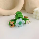 Knitted Flower Bear Hair Clip Net Catch Clip Shark Hair Clip