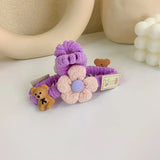 Knitted Flower Bear Hair Clip Net Catch Clip Shark Hair Clip