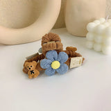 Knitted Flower Bear Hair Clip Net Catch Clip Shark Hair Clip