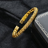 Knitting Bracelet For Men Stainless Steel Cuff Bangle